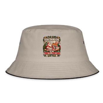O du fröhliche. O du fünfte Portion. - Bucket Hat - Khaki/Schwarz - Vorne