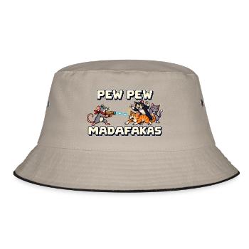 Pew Pew Madafakas – Pixel Maus vs. Katze - Bucket Hat - Khaki/Schwarz - Vorne