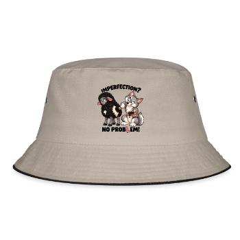 Schaf und Wolf – Unvollkommenheit? Kein Problem! - Bucket Hat - Khaki/Schwarz - Vorne