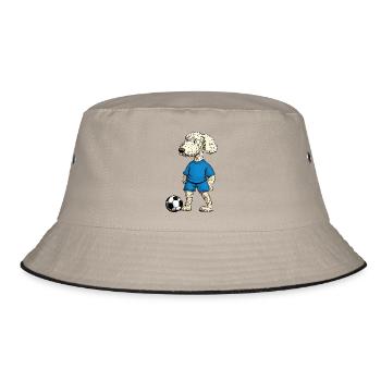 Pudel Fussballer Hund - Bucket Hat - Khaki/Schwarz - Vorne
