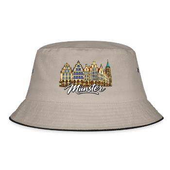 Münster Fassadenpanorama - Bucket Hat - Khaki/Schwarz - Vorne