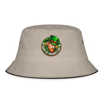 Grüner Leprechaun Charme - Bucket Hat - Khaki/Schwarz - Vorne