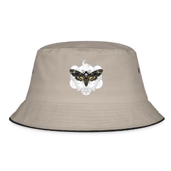 Totenkopfschwärmer mit Mond - Bucket Hat - Khaki/Schwarz - Vorne