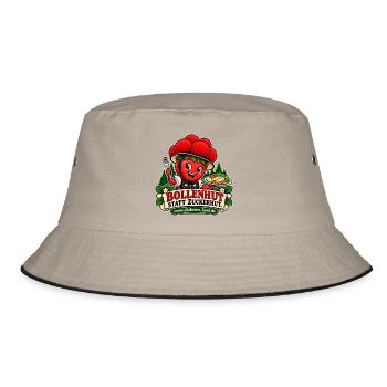 Bollenhut Fruchtmotiv - Bucket Hat - Khaki/Schwarz - Vorne