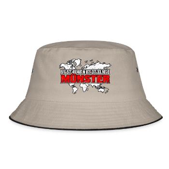 Münster Koordinaten Weltkarte Rot - Bucket Hat - Khaki/Schwarz - Vorne
