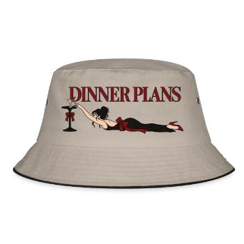 Dinner Plans Martini Girl - Bucket Hat - Khaki/Schwarz - Vorne