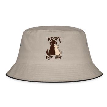 Adopt Don’t Shop Dog & Cat - Bucket Hat - Khaki/Schwarz - Vorne