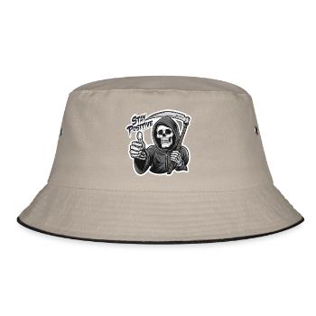 Bleib Positiv Grim Reaper Skelett Humor - Bucket Hat - Khaki/Schwarz - Vorne