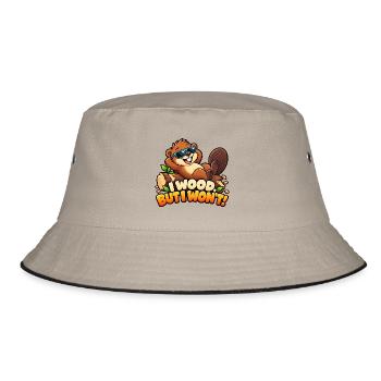 Ich mache Holz, aber ich werde es nicht tun! - Lustiger fauler Biber - Bucket Hat - Khaki/Schwarz - Vorne