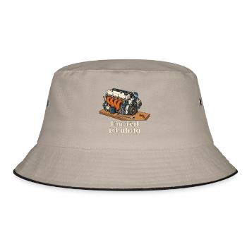 Ein Teil ist übrig – Schrauberhumor - Bucket Hat - Khaki/Schwarz - Vorne