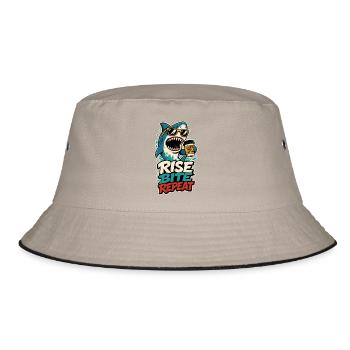 Hai mit Kaffee – Rise Bite Repeat - Bucket Hat - Khaki/Schwarz - Vorne
