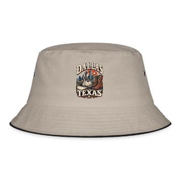 Dallas Texas Cowboy Skyline - Bucket Hat - Khaki/Schwarz - Vorne