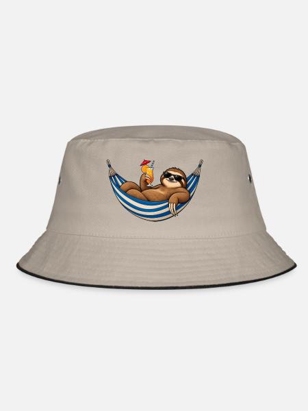 Hängematten-Feiertagsfaultier - Bucket Hat - Khaki/Schwarz
