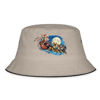 Punk-Mondnacht-Hasen-Schlittenzug - Bucket Hat - Khaki/Schwarz - Vorne
