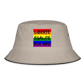 LIBERTÉ ÉGALITÉ FCK AFD REGENBOGEN FCK NZS, NO NZS - Bucket Hat - Khaki/Schwarz - Vorne