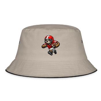 Faultier als Footballspieler – Entspannt zum Touch - Bucket Hat - Khaki/Schwarz - Vorne