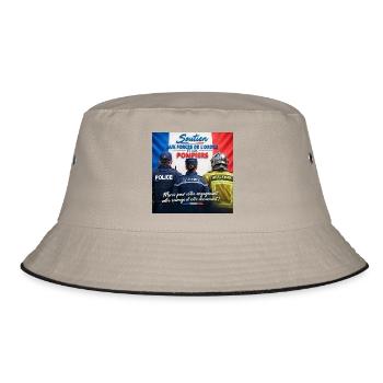 Polizist, Polizei, Gendarm, Feuerwehrmann - Bucket Hat - Khaki/Schwarz - Vorne