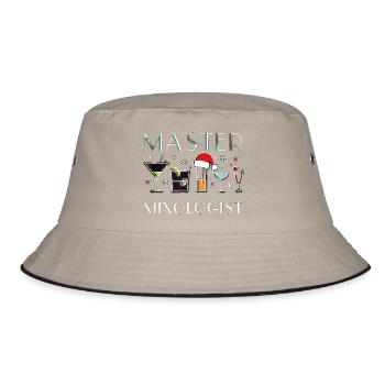 Master Mixologist Barkeeper Cocktail Weihnachten - Bucket Hat - Khaki/Schwarz - Vorne