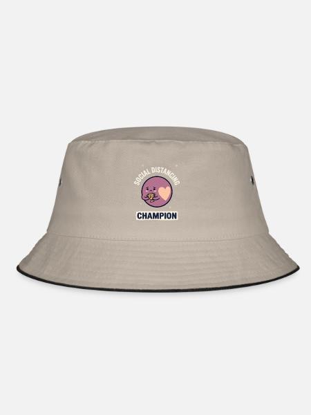 Social Distancing Champion Herz - Bucket Hat - Khaki/Schwarz