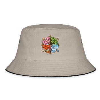 Jahreszeiten Baumkreis - Bucket Hat - Khaki/Schwarz - Vorne