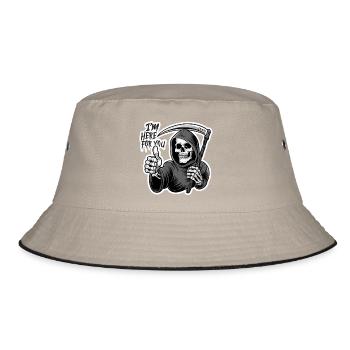 Ich Bin Für Dich Da, Sensenmann-schädel - Bucket Hat - Khaki/Schwarz - Vorne