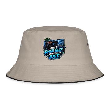 I Don't Rage Quit – Strategically Exit - Bucket Hat - Khaki/Schwarz - Vorne