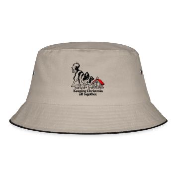 Border Collie hütet zu Weihnachten Spielzeugschafe - Bucket Hat - Khaki/Schwarz - Vorne