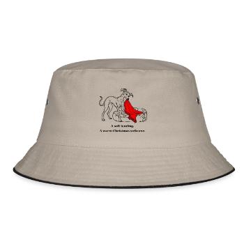 Whippet sorgt für einen warmen Weihnachtsempfang - Bucket Hat - Khaki/Schwarz - Vorne