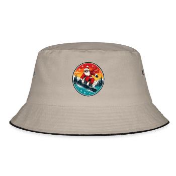 Cooler Weihnachtsmann beim Snowboarden Retro - Bucket Hat - Khaki/Schwarz - Vorne