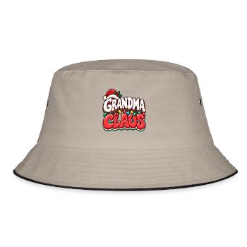 Grandma Claus Festliche Lichter - Bucket Hat - Khaki/Schwarz - Vorne