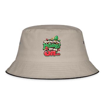 Feiertagsarbeit: Aus und An - Bucket Hat - Khaki/Schwarz - Vorne