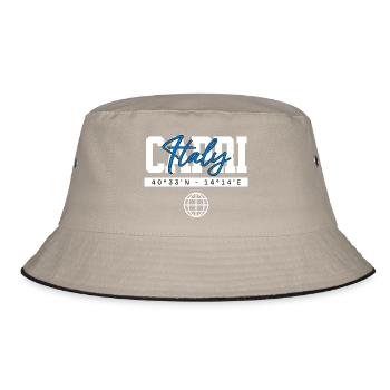 Capri Italien Koordinaten Reise Souvenir - Bucket Hat - Khaki/Schwarz - Vorne