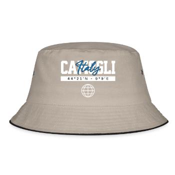 Camogli Italien Koordinaten Reise Souvenir - Bucket Hat - Khaki/Schwarz - Vorne