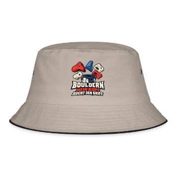Bouldern – Mein Kopf sucht den Griff - Bucket Hat - Khaki/Schwarz - Vorne