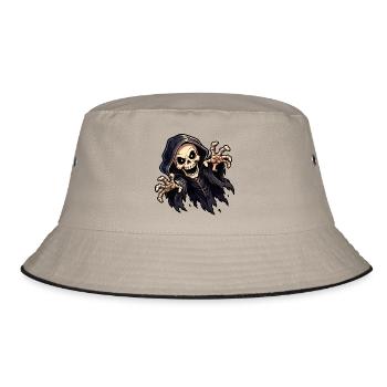 skull-ghost - Bucket Hat - Khaki/Schwarz - Vorne