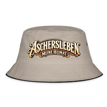 Aschersleben – Meine Heimat Retro Schriftzug - Bucket Hat - Khaki/Schwarz - Vorne