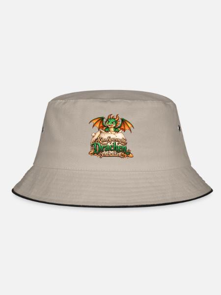 Kann Spuren von Drachen enthalten – Keksdrache - Bucket Hat - Khaki/Schwarz