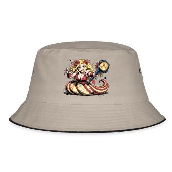 Herbsthexe mit Bernstein-Hexenstab - Bucket Hat - Khaki/Schwarz - Vorne