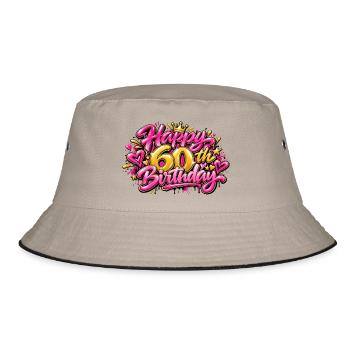 Herzlichen Glückwunsch zum 60. Geburtstag Pink Graffiti: Ikonische Königin! - Bucket Hat - Khaki/Schwarz - Vorne