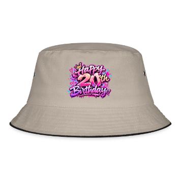 Herzlichen Glückwunsch zum 20. Geburtstag Neon Pink Graffiti: Slay Gift - Bucket Hat - Khaki/Schwarz - Vorne