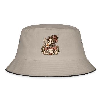Dead Tired Mom Club Skelettbecher - Bucket Hat - Khaki/Schwarz - Vorne