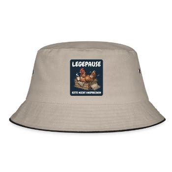 Legepause – Bitte nicht ansprechen Huhn - Bucket Hat - Khaki/Schwarz - Vorne