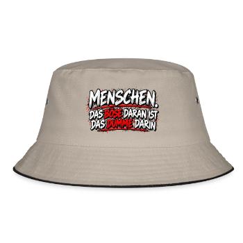 Menschen: Das Böse im Dummen - Bucket Hat - Khaki/Schwarz - Vorne