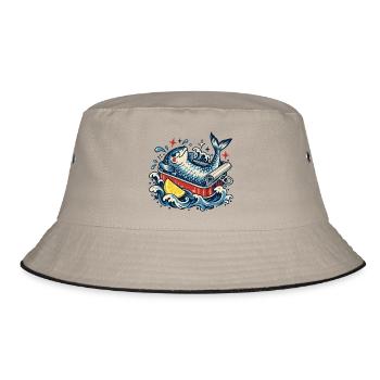 Fisch in Badewanne mit Zitrone - Bucket Hat - Khaki/Schwarz - Vorne