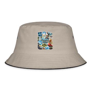 Island Reisesticker - Bucket Hat - Khaki/Schwarz - Vorne