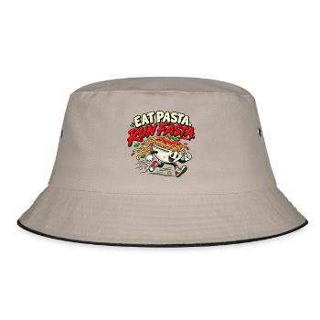 Pasta essen, schneller laufen - Bucket Hat - Khaki/Schwarz - Vorne