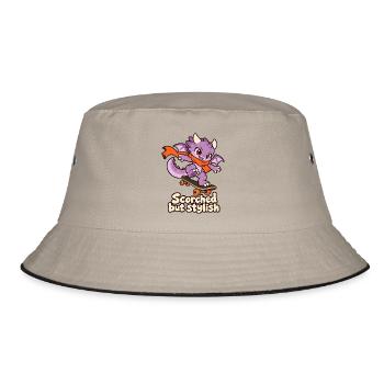 Verbrannt, aber stilvoll – Skateboarding Dragon - Bucket Hat - Khaki/Schwarz - Vorne