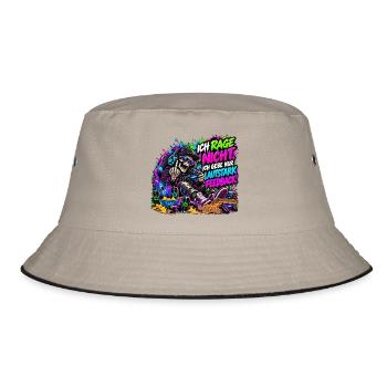Ich rage nicht – Gaming Skelett Meme - Bucket Hat - Khaki/Schwarz - Vorne