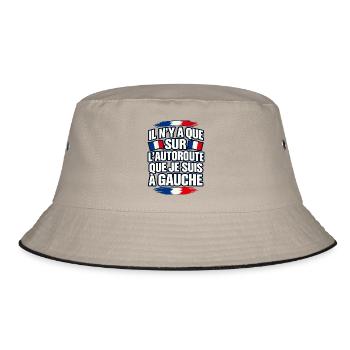 Nur auf der Autobahn bin ich links - Bucket Hat - Khaki/Schwarz - Vorne