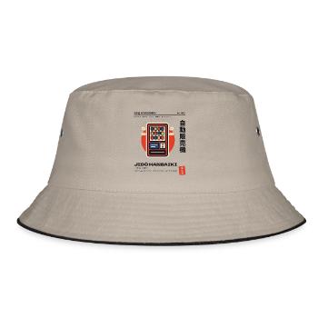 Japanischer Getränkeautomat Jidohanbaiki - Bucket Hat - Khaki/Schwarz - Vorne